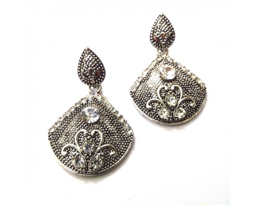 Silver Oxidized Earrings Jhumka Ethnic Imitation Jewelry - Dangle Drop Long EA1